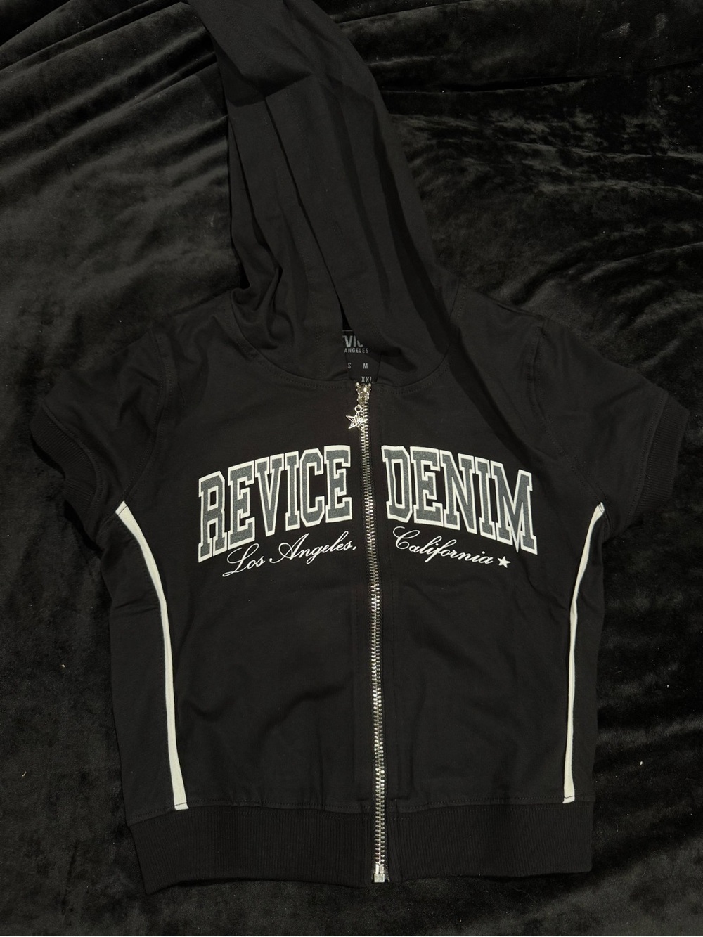 Black Short-Sleeve Zip Hoodie